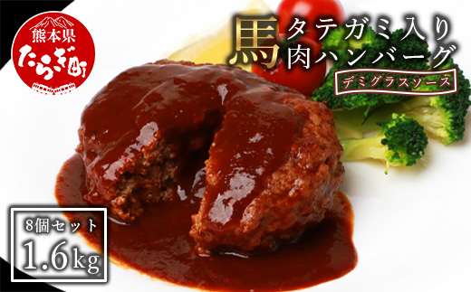 【ハンバーグ】 FN タテガミ 入り 馬肉 ハンバーグ デミソース 計1.6kg (200g×8個セット) 個包装 冷凍 お手軽 おかず 031-0203