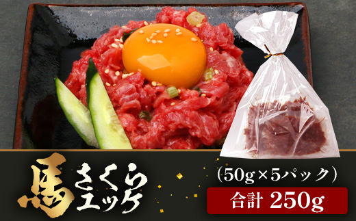 熊本県 馬さくらユッケ 250g（50g×5）【 馬刺し 本場 熊本 馬さし 小分け ユッケ 冷凍 真空 熊本 肥育 ヘルシー 赤身 肉 高栄養 肉 】 041-0150