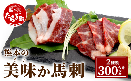 熊本県産 美味か馬刺 赤身 サシ入り 各150g×2 計300g カット済み 【 馬刺し 馬刺 バサシ サシ 赤身 熊本県産 熊本県 熊本 】 021-0393