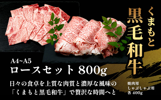 A4・A5 くまもと黒毛和牛 ロース セット 計 800g ( すき焼き / 焼肉 各400g )  本場 熊本県 ブランド 牛 黒毛 和牛 厳選 A4 等級以上 肉 上質 熊本県