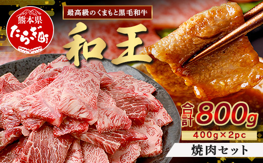 くまもと黒毛和牛(和王) 焼肉 セット 800g(400g×2)  ブランド牛 肉 焼き肉 やきにく BBQ アウトドア 牛肉 小分け 冷凍 精肉 国産 牛 プレミアム品質 122-0511