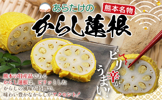 【熊本名物】あらたけの からし蓮根 2本セット (約200g×2本) 辛子 レンコン れんこん 熊本県 特産 名産品 ピリ辛 滋養 多良木町 老舗 あらたけ蒲鉾店 102-0503
