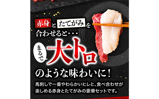 【国産】 熊本 馬刺し 高級赤身とたてがみ 食べ合わせセット 計400g 専用タレ付き 【 馬刺 バサシ 馬肉 加工品 高級 タテガミ 】 058-0683