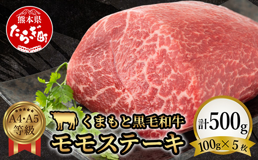 【A4～ A5等級】くまもと黒毛和牛モモステーキ 約500g ( 100ｇ×5P ) ≪ ブランド 牛肉 肉 赤身 モモ ステーキ 500g 大容量 小分け ご馳走 和牛 国産 熊本県 上級 上質 ≫