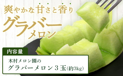 【 2025年4月中旬～発送開始 】 先行予約 グラバーメロン 3玉 【 熊本県 多良木町産 上品な味 高糖度 甘い メロン ぐらばー めろん 熊本メロン 】013-0557