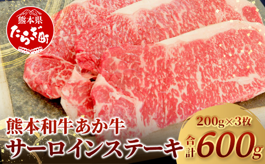 熊本県産 あか牛 【 サーロイン ステーキ 200g×3枚 計600g 】 本場 熊本 あか牛 牛肉 サーロイン ステーキ 和牛 肉 赤身 褐毛和種 046-0659