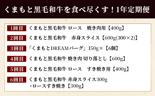 【定期便12回】くまもと 黒毛和牛 を味わい尽くす！1年12回配送 定期便 【合計 9.06kg】本場 熊本 黒毛 和牛 ブランド 牛 肉 すき焼き 焼肉 しゃぶしゃぶ ハンバーグ ステーキ ローストビーフ 上質 熊本 113-0550
