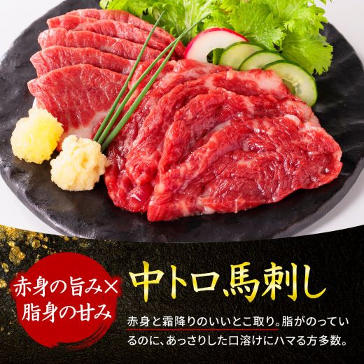 【国産】4種 馬刺しを楽しむ“彩”セット 合計200g (上赤身 50g・霜降りトロ中トロ 50g・ロース馬刺し 50g 馬刺しユッケ 50g) 専用醤油・ユッケたれ付き 馬肉  058-0270