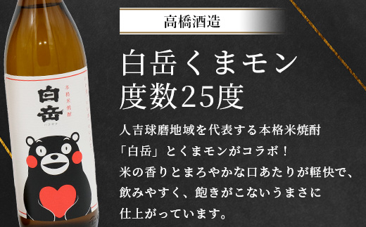 【球磨焼酎】多良木の米焼酎のみくらべ 2 本セット③～ 蔵八900ml・白岳くまモン900ml  米焼酎 焼酎 房の露 高橋酒造 熊本県 多良木町 015-0703