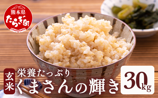 【令和6年産 玄米 】 多良木町産 『くまさんの輝き』 30kg【 玄米 熊本県 たらぎ お米 米 艶 粘り 甘み うま味 やわらか 熊本のお米 30キロ 】 044-0598