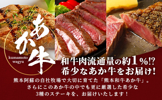熊本和牛 あか牛 3種のステーキセット 470g < サーロイン200g・ランプ150g・ヒレ120g > 【 牛肉 肉 ステーキ 赤身 ヘルシー ブランド牛 熊本県産】046-0799