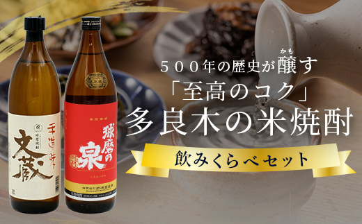 【球磨焼酎】多良木の米焼酎のみくらべ 900ml×2 本セット①～球磨の泉・文蔵  米焼酎 焼酎 那須酒造場 木下醸造所 熊本県 多良木町 015-0701
