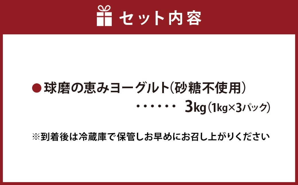 球磨の恵み ヨーグルト(砂糖不使用) 3kg(1kg×3パック) ヨーグルト 無糖