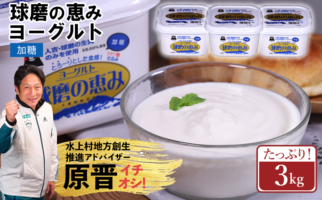 球磨の恵み ヨーグルト(加糖) 3kg(1kg×3パック) ヨーグルト