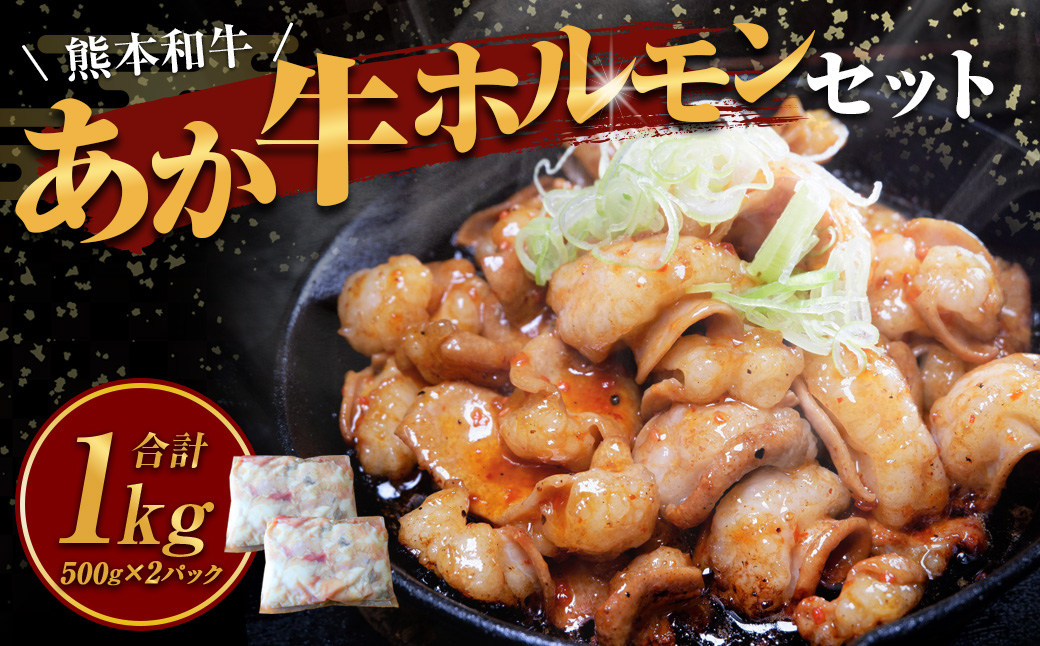 熊本和牛 あか牛 ホルモン 約1kg （約500g×2） 牛 ミックスホルモン ［小腸 大腸 アカセンマイ センマイ］ 4種類 セット 料理 冷凍 焼き肉 焼肉