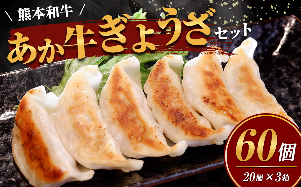 熊本和牛 あか牛 ぎょうざ 60個 （あか牛ぎょうざ 20個入り×3箱） 肉 にく ミート 牛肉 ビーフ ミンチ ひき肉 挽き肉 赤身 餃子 ギョウザ 惣菜 おかず 冷凍