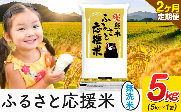 米 無洗米 熊本 ふるさと応援 米 【2ヶ月定期便】 5kg 《お申し込み月の翌月から出荷開始》 熊本県産 白米 精米 山江村 ブレンド米 備蓄 国産 おうちご飯 返礼品 発送 配送 SDGs わけあり むせんまい お米 おこめ 家庭用