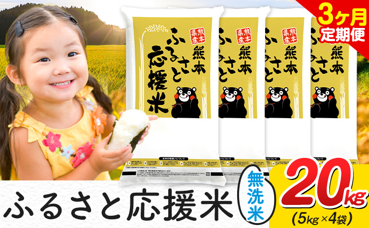 【3ヶ月定期便】米 無洗米 家庭用 熊本 ふるさと応援 定期便 米 20kg《お申込み翌月から出荷》 熊本県産 白米 精米 山江村 ブレンド米 国産 おうちご飯 予約 返礼品 発送 配送 SDGs わけあり むせんまい お米 おこめ