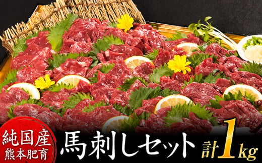 馬刺し1kg 赤身馬刺し900g＋霜降り馬刺し100g【純国産熊本肥育】 たっぷりタレ(5ml×10袋) 付き 桜肉 生食 冷凍《30日以内に出荷予定(土日祝除く)》送料無料 訳あり