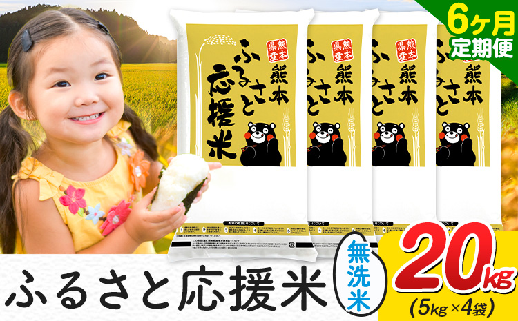 【6ヶ月定期便】米 無洗米 家庭用 熊本 ふるさと応援 定期便 米 20kg《お申込み翌月から出荷》 熊本県産 白米 精米 山江村 ブレンド米 国産 おうちご飯 予約 返礼品 発送 配送 SDGs わけあり むせんまい お米 おこめ