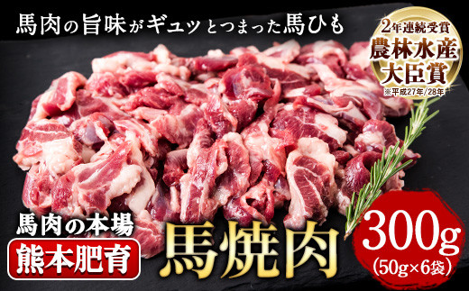 馬ひも焼肉用300g（50gx6袋） 《90日以内に出荷予定(土日祝除く)》 肉 馬ひも 馬肉 熊本県山江村