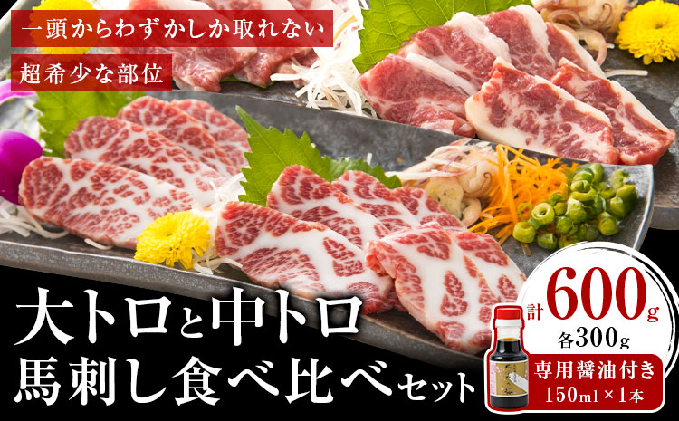 大トロ 中トロ 馬刺し 各300g 食べ比べ 計600g (専用醤油付き150ml×1本) 桜屋 《30日以内に出荷予定(土日祝除く)》 熊本県 山江村 送料無料 肉 馬肉 馬さし