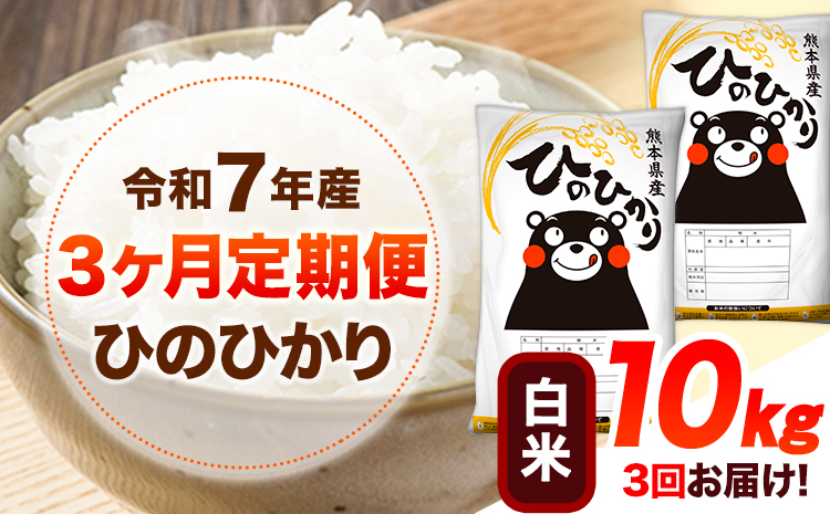 令和7年産 【3ヶ月定期便】 白米 ひのひかり 10kg 《お申込み翌月から出荷》 熊本県産 白米 精米 ひの 送料無料 熊本県 山江村 SDGs 米 コメ こめ 国産