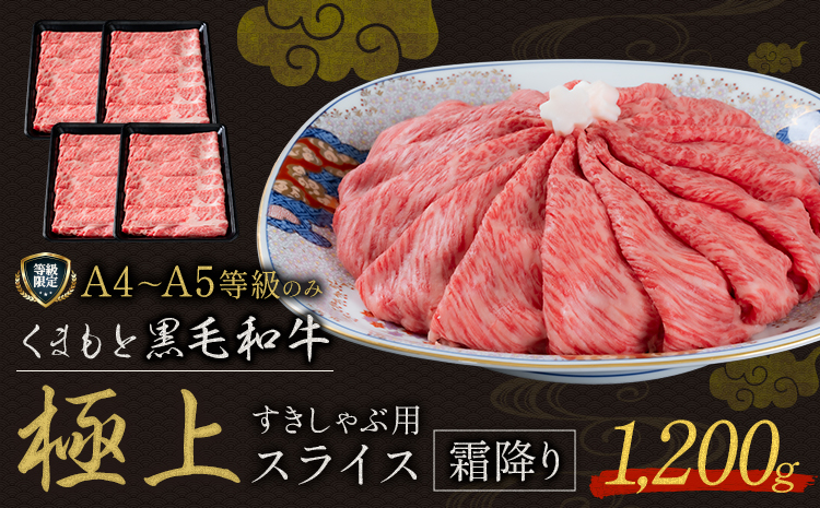畜産農家応援企画★黒毛和牛 くまもと黒毛和牛 A4-A5等級 霜降り すき焼き しゃぶしゃぶ スライス 1200g 牛肉《7-14日以内に出荷予定(土日祝除く)》
