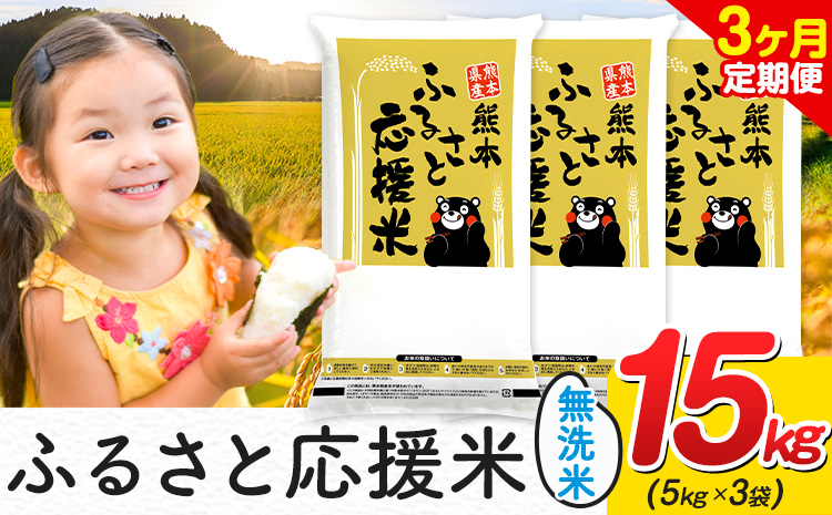 【3ヶ月定期便】米 無洗米 家庭用 熊本 ふるさと応援 定期便 米 15kg《お申込み翌月から出荷》 熊本県産 精米 山江村 ブレンド米 国産 おうちご飯 予約 返礼品 発送 配送 SDGs わけあり むせんまい お米 おこめ