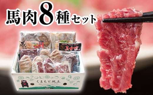 純国産馬肉8種セット 計2200g 《60日以内に出荷予定(土日祝除く)》 熊本肥育 2年連続農林水産大臣賞受賞 送料無料 馬刺し 馬肉 馬スジ ホルモン 燻製 霜降り ハンバーグ 熊本県山江村