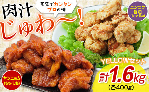 唐揚げYELLOWセット（ニンニク醤油・ヤンニョム）1.6キロ FKP9-349