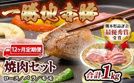 【12ヵ月定期】一勝地赤豚焼肉セット(1kg) FKP9-461