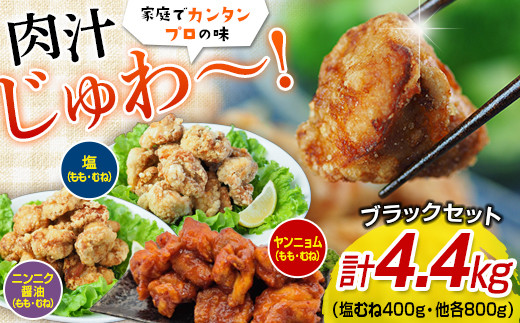 唐揚げブラックセット（塩・ニンニク醤油・ヤンニョム）4.4キロ FKP9-351