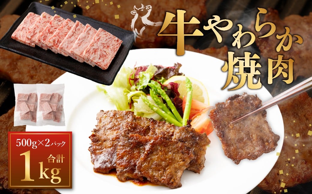 牛やわらか焼肉 500g×2パック 計1kg 焼肉 焼き肉 牛 肉牛 冷凍 熊本県 あさぎり町