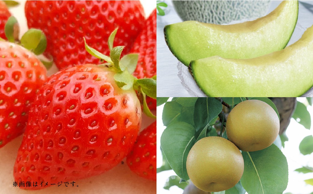【フルーツ3回定期便】 球磨のいちご 1kg ＋ アンデスメロン 5kg ＋ 梨 5kg 【2026年1月中旬〜10月上旬迄順次発送予定】 苺 いちご イチゴ メロン なし ナシ 和梨 果物 果実 フルーツ 定期便 九州 熊本県 あさぎり町 冷蔵