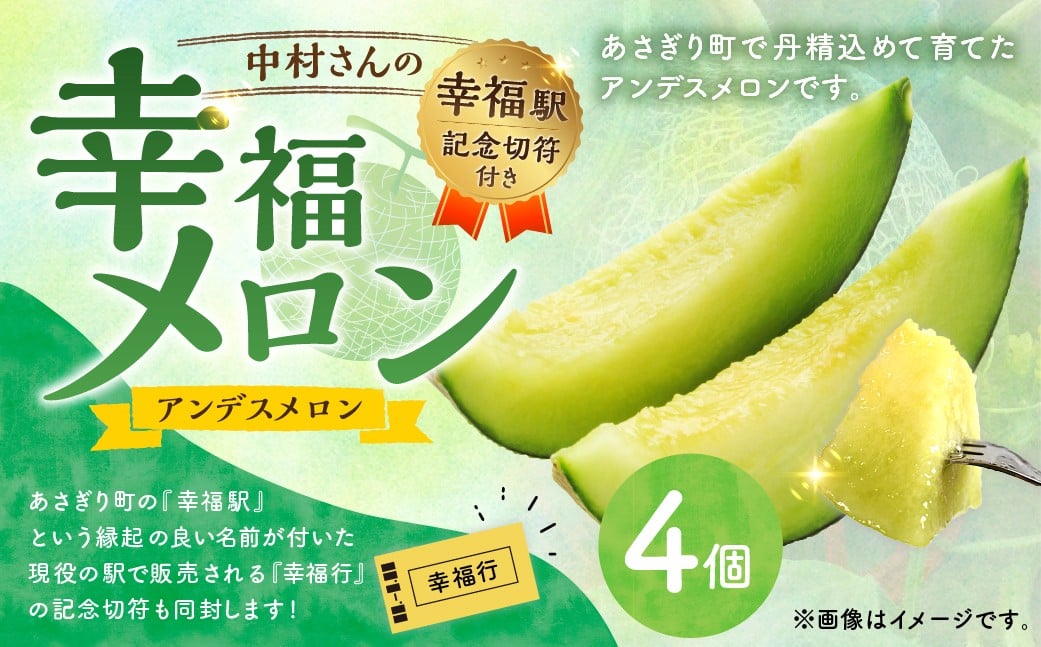 中村さんの幸福メロン（アンデスメロン）4個 メロン 果物 フルーツ 常温 熊本県 あさぎり町 【2026年4月下旬～5月上旬まで発送予定】