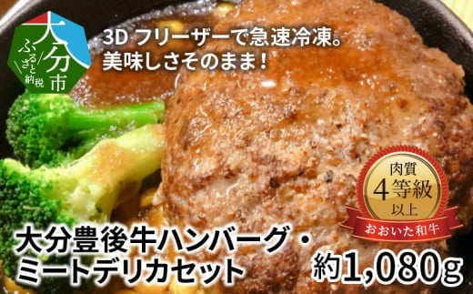 3Dフリーザーで急速冷凍。美味しさそのまま！　大分豊後牛ハンバーグ・ミートデリカセット　約1,080ｇ