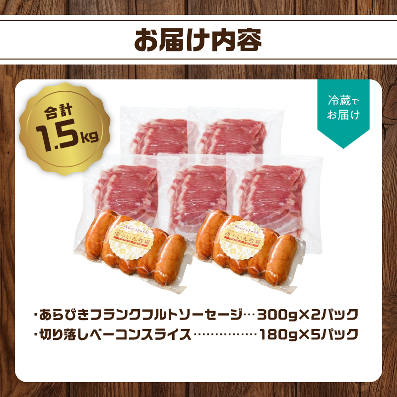 あらびきフランク＆切り落しベーコン1.5kgセット