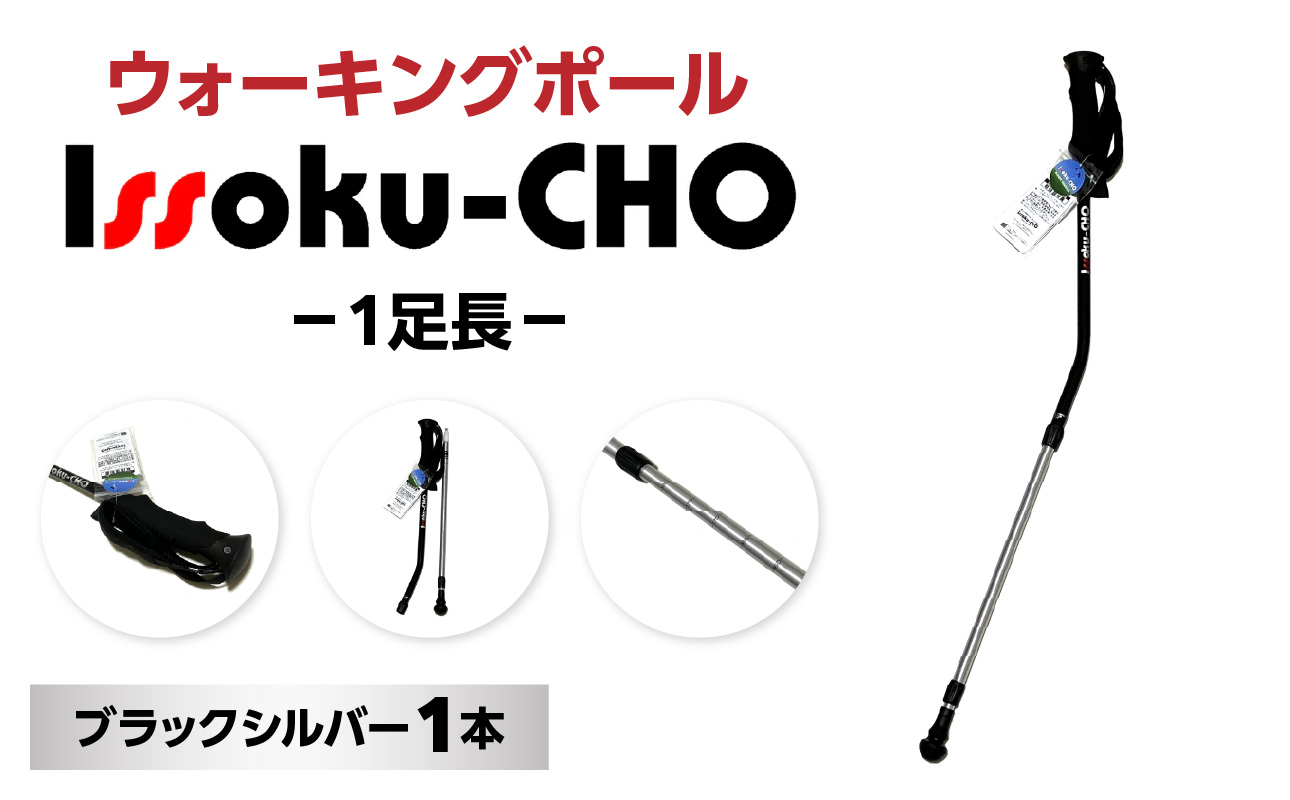 ウォーキングポール Issoku-CHO（1足長） ブラックシルバー 1本