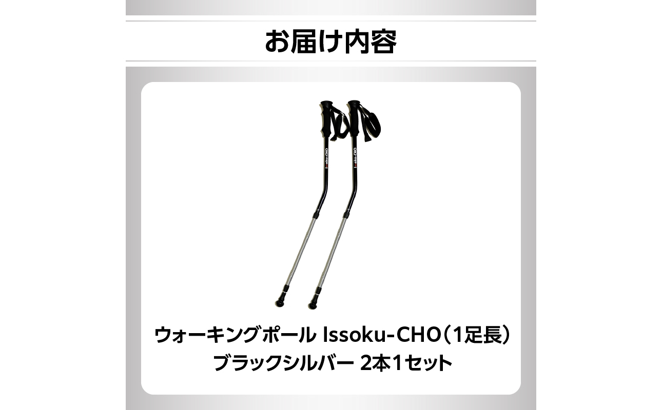 ウォーキングポール Issoku-CHO（1足長） ブラックシルバー 2本1セット 