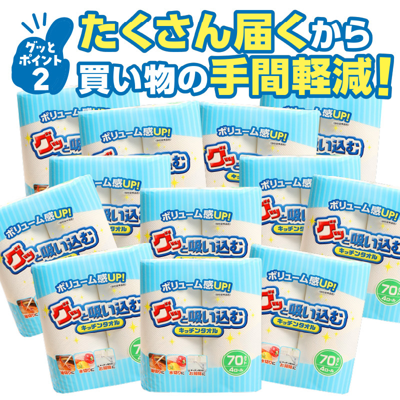 キッチンタオル70カット（4ロール×12パック）6回お届け定期便