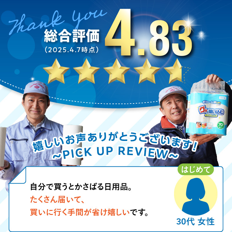 キッチンタオル70カット（4ロール×12パック）4回お届け定期便