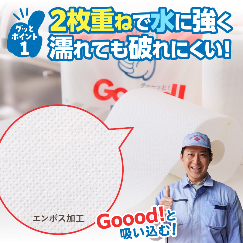 【隔月配送】キッチンタオル100カット（6ロール×8パック）2回お届け定期便