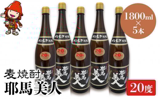 麦焼酎 耶馬美人 20度 1,800ml×5本 | 大分県中津市の地酒 焼酎 酒 アルコール 大分県産 九州産 中津市 国産 送料無料