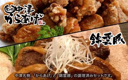中津からあげ錦雲豚角煮セット | もり山の中津からあげ(調理済)・錦雲豚うまとろ角煮 中津からあげ 唐揚げ からあげ から揚げ レンジ 冷凍 冷凍食品 弁当 おかず お惣菜 おつまみ 大分県 中津市 可