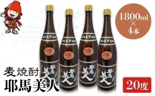 麦焼酎 耶馬美人 20度 1,800ml×4本 | 大分県中津市の地酒 焼酎 酒 アルコール 大分県産 九州産 中津市 国産 送料無料