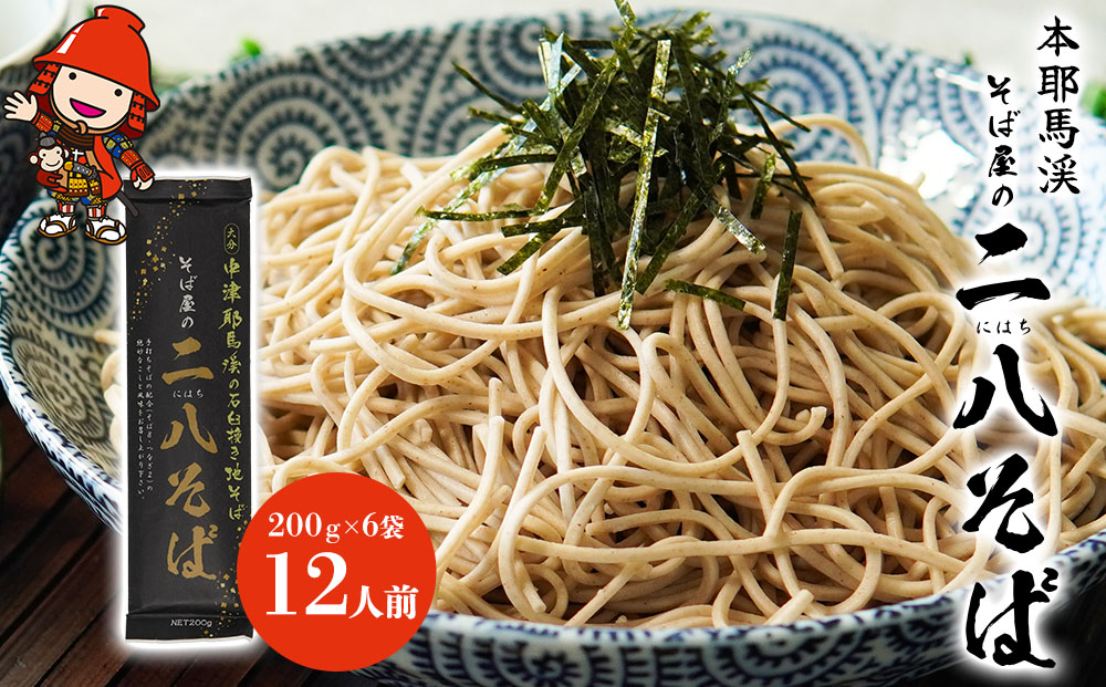 本耶馬渓 そば屋の二八そば 1袋2人前(合計12人前) そばつゆ付 | 二八そば そば 蕎麦 乾麺 干しそば そばつゆ つゆ付き 年越しそば 12人前 国産そば粉使用 国産 大分県産 九州産 大分県 中津市