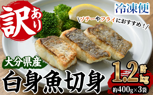 ＜訳あり＞骨取り 白身魚 切身(計1.2kg・約400g×3袋) にべ 鮸 無塩 小分け 骨取り 簡単調理 冷凍 国産 大分県産 大分県 佐伯市【GO008】【(株)水元】