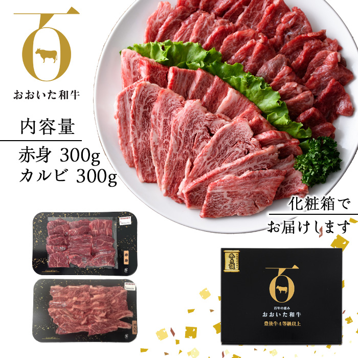 おおいた和牛 特選 焼肉 セット (合計600g・赤身300g+カルビ300g) 国産 牛肉 肉 霜降り 低温熟成 A4 和牛 ブランド牛 カルビ BBQ 冷凍 大分県 佐伯市【DH214】【(株)ネクサ】