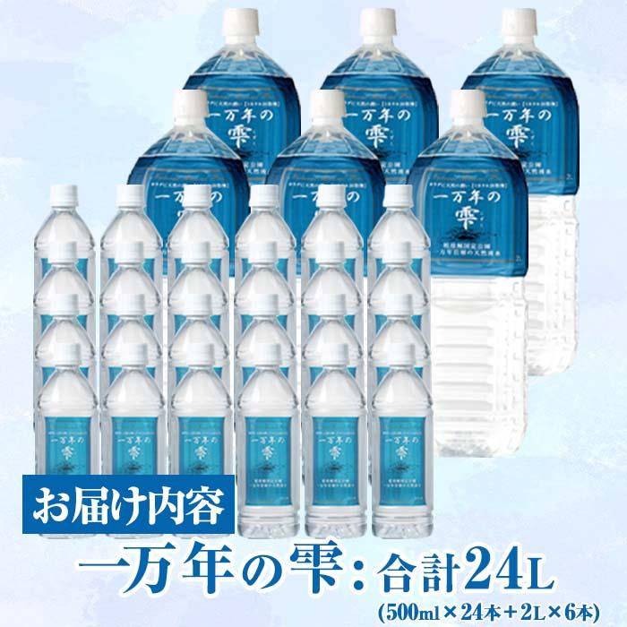 ミネラルウォーター 一万年の雫 軟水 (500ml×24本・2L×6本) 国産 お水 ミネラル 天然 料理 健康 維持 大分県 佐伯市 防災 常温 常温保存【BM85】【(株)ウェルトップ】